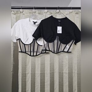 2 FORVER 21 CORSET T-SHIRT